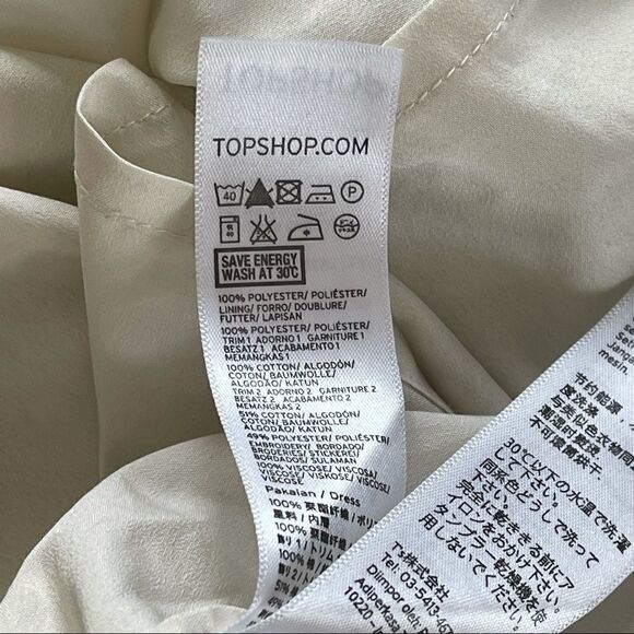 Topshop Embroidered Midi Dress Size 6 Boho Bishop Sleeves Wedding Novelty Fall - Picture 9 of 9